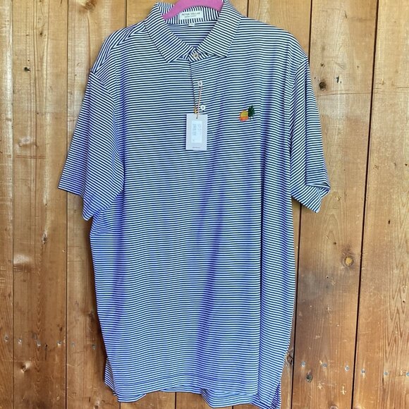 PETER MILLAR Polo Shirt Summer Comfort Striped Poly Blend Sun Protection NEW XL - Picture 1 of 7